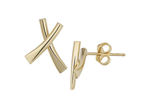 14K Yellow Gold (1.20 G) X Stud Earrings By SuperJeweler
