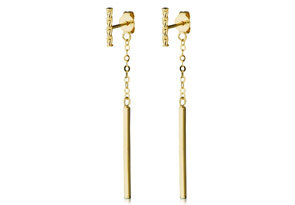 14K Yellow Gold (1.50 G) Bar & Chain Dangle Earrings, 2 Inches By SuperJeweler