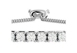 14K White Gold (5.50 G) 3 Carat Diamond Bolo Bracelet, Adjustable 6-9 Inches (J-K, I2) By SuperJeweler