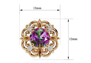 2 1/10 Carat Mystic Topaz & Diamond Antique Stud Earrings In 14K Yellow Gold (2.75 G), I/J By SuperJeweler
