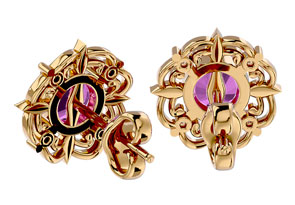 2 1/10 Carat Pink Topaz & Diamond Antique Stud Earrings In 14K Yellow Gold (2.75 G), I/J By SuperJeweler