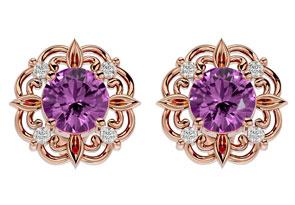 2 1/10 Carat Pink Topaz & Diamond Antique Stud Earrings In 14K Rose Gold (2.75 G), I/J By SuperJeweler