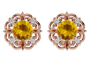 1.5 Carat Citrine & Diamond Antique Stud Earrings In 14K Rose Gold (2.75 G), I/J By SuperJeweler