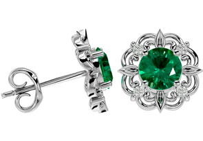 1 3/4 Carat Emerald Cut & Diamond Antique Stud Earrings In 14K White Gold (2.75 G), I/J By SuperJeweler