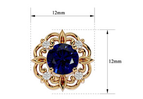 2 1/5 Carat Sapphire & Diamond Antique Stud Earrings In 14K Yellow Gold (2.75 G), I/J By SuperJeweler