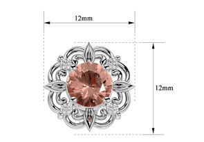 1-3/4 Carat Round Shape Morganite Earrings W/ Diamond Antique Design Studs In 14K White Gold (2.75 G) (I-J, I1-I2) By SuperJeweler