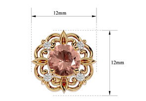 1-3/4 Carat Round Shape Morganite Earrings W/ Diamond Antique Design Studs In 14K Yellow Gold (2.75 G) (I-J, I1-I2) By SuperJeweler