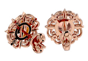 1-3/4 Carat Round Shape Morganite Earrings W/ Diamond Antique Design Studs In 14K Rose Gold (2.75 G) (I-J, I1-I2) By SuperJeweler