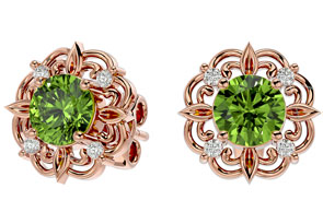 1 3/4 Carat Peridot & Diamond Antique Stud Earrings In 14K Rose Gold (2.75 G), I/J By SuperJeweler