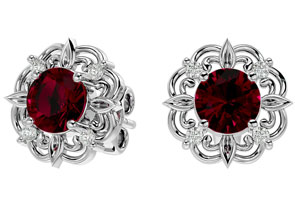 2 1/5 Carat Ruby & Diamond Antique Stud Earrings In 14K White Gold (2.75 G), I/J By SuperJeweler