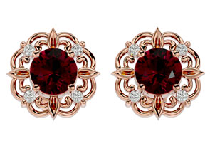 2 1/5 Carat Ruby & Diamond Antique Stud Earrings In 14K Rose Gold (2.75 G), I/J By SuperJeweler