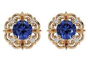 1 3/4 Carat Tanzanite & Diamond Antique Stud Earrings In 14K Yellow Gold (2.75 G), I/J By SuperJeweler