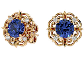 1 3/4 Carat Tanzanite & Diamond Antique Stud Earrings In 14K Yellow Gold (2.75 G), I/J By SuperJeweler