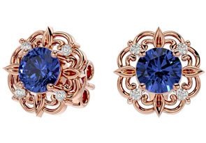 1 3/4 Carat Tanzanite & Diamond Antique Stud Earrings In 14K Rose Gold (2.75 G), I/J By SuperJeweler
