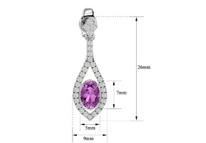 2.5 Carat Oval Shape Pink Topaz & Diamond Dangle Earrings In 14K White Gold (4 G), I/J By SuperJeweler