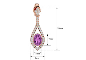 2.5 Carat Oval Shape Pink Topaz & Diamond Dangle Earrings In 14K Rose Gold (4 G), I/J By SuperJeweler