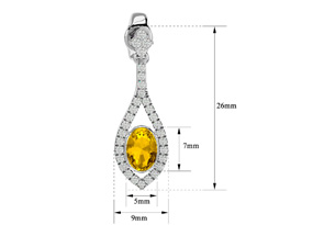 2 Carat Oval Shape Citrine & Diamond Dangle Earrings In 14K White Gold (4 G), I/J By SuperJeweler