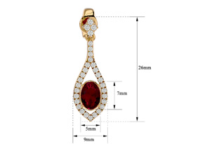 2.5 Carat Oval Shape Ruby & Diamond Dangle Earrings In 14K Yellow Gold (4 G), I/J By SuperJeweler