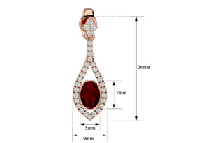2.5 Carat Oval Shape Ruby & Diamond Dangle Earrings In 14K Rose Gold (4 G), I/J By SuperJeweler