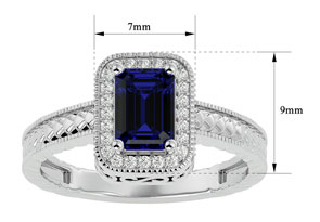 1.12 Carat Antique Style Sapphire & 24 Diamond Ring In 1.4 Karat Gold (2.2 G)â¢, J-K, Size 4.5 By SuperJeweler