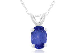 .40 Carat Oval Shaped Tanzanite Pendant Necklace In 14k White Gold (0.7 G), 18 Inches By SuperJeweler