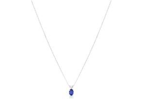 .40 Carat Oval Shaped Tanzanite Pendant Necklace In 14k White Gold (0.7 G), 18 Inches By SuperJeweler
