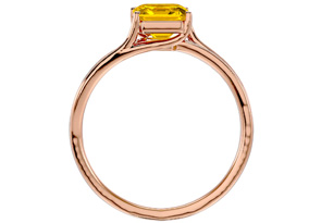 1 3/4 Carat Emerald Cut Citrine & 14 Diamond Ring In 14K Rose Gold (3.50 G), I-J, Size 4 By SuperJeweler