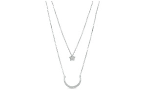 Diamond Moon & Star Necklace W/ Free Chain, 18 Inches (J-K, I1-I2) By SuperJeweler