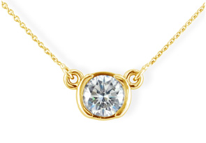 Bezel Set 1/2 Carat Diamond Necklace, 14k Yellow Gold (1.6 G). Classically Elegant, I/J, 18 Inch Chain By SuperJeweler