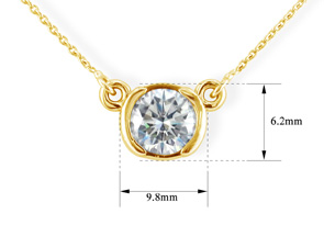 Bezel Set 1/2 Carat Diamond Necklace, 14k Yellow Gold (1.6 G). Classically Elegant, I/J, 18 Inch Chain By SuperJeweler