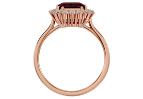 3 1/5 Carat Ruby & Halo 18 Diamond Ring In 14K Rose Gold (3.70 G), I-J, Size 4 By SuperJeweler