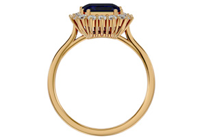 3 1/5 Carat Sapphire & Halo 18 Diamond Ring In 14K Yellow Gold (3.70 G), I-J, Size 4 By SuperJeweler