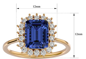 2 3/4 Carat Tanzanite & Halo 18 Diamond Ring In 14K Yellow Gold (3.70 G), I-J, Size 4 By SuperJeweler
