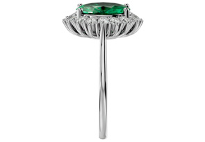 2 3/4 Carat Oval Shape Emerald Cut & Halo 16 Diamond Ring In 14K White Gold (4.25 G), I-J, Size 4 By SuperJeweler