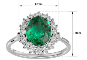 2 3/4 Carat Oval Shape Emerald Cut & Halo 16 Diamond Ring In 14K White Gold (4.25 G), I-J, Size 4 By SuperJeweler