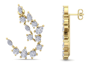3 Carat Fancy Diamond Drop Earrings In 14K Yellow Gold (5.80 G) (F-G, SI1-SI2) By SuperJeweler