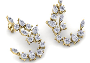 3 Carat Fancy Diamond Drop Earrings In 14K Yellow Gold (5.80 G) (F-G, SI1-SI2) By SuperJeweler
