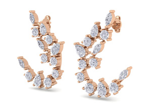 3 Carat Fancy Diamond Drop Earrings In 14K Rose Gold (5.80 G) (F-G, SI1-SI2) By SuperJeweler