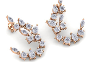 3 Carat Fancy Diamond Drop Earrings In 14K Rose Gold (5.80 G) (F-G, SI1-SI2) By SuperJeweler