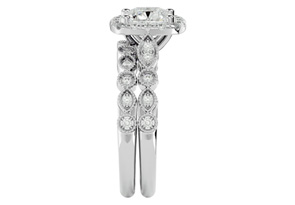 2 Carat Cushion Cut Diamond Bridal Ring Set In 14K White Gold (6.30 G) (I-J, I1-I2 Clarity Enhanced), Size 4 By SuperJeweler