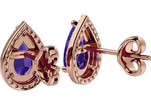 2 1/3 Carat Amethyst & Diamond Pear Shape Stud Earrings In 14K Rose Gold (2.60 G), I/J By SuperJeweler
