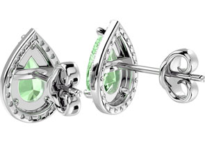 2 1/3 Carat Green Amethyst & Diamond Pear Shape Stud Earrings In 14K White Gold (2.60 G), I/J By SuperJeweler