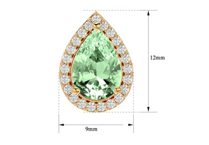 2 1/3 Carat Green Amethyst & Diamond Pear Shape Stud Earrings In 14K Yellow Gold (2.60 G), I/J By SuperJeweler