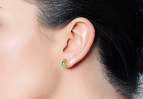2 1/3 Carat Green Amethyst & Diamond Pear Shape Stud Earrings In 14K Yellow Gold (2.60 G), I/J By SuperJeweler