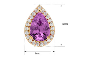 3 1/4 Carat Pink Topaz & Diamond Pear Shape Stud Earrings In 14K Yellow Gold (2.60 G), I/J By SuperJeweler