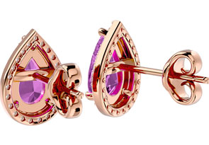 3 1/4 Carat Pink Topaz & Diamond Pear Shape Stud Earrings In 14K Rose Gold (2.60 G), I/J By SuperJeweler