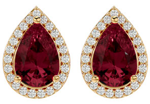 2 1/3 Carat Garnet & Diamond Pear Shape Stud Earrings In 14K Yellow Gold (2.60 G), I/J By SuperJeweler
