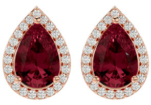 2 1/3 Carat Garnet & Diamond Pear Shape Stud Earrings In 14K Rose Gold (2.60 G), I/J By SuperJeweler