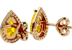 2 1/3 Carat Citrine & Diamond Pear Shape Stud Earrings In 14K Yellow Gold (2.60 G), I/J By SuperJeweler