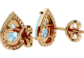2.5 Carat Aquamarine & Diamond Pear Shape Stud Earrings In 14K Yellow Gold (2.60 G), I/J By SuperJeweler